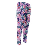 Vintage Lotus Flower Print Men's Compression Pants