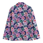 Vintage Lotus Flower Print Men's Cotton Blazer