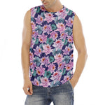 Vintage Lotus Flower Print Men's Fitness Tank Top