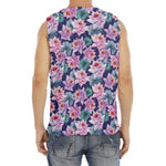 Vintage Lotus Flower Print Men's Fitness Tank Top