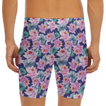 Vintage Lotus Flower Print Men's Long Boxer Briefs