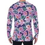 Vintage Lotus Flower Print Men's Long Sleeve T-Shirt