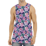 Vintage Lotus Flower Print Men's Muscle Tank Top