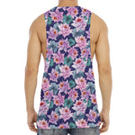 Vintage Lotus Flower Print Men's Muscle Tank Top