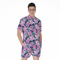 Vintage Lotus Flower Print Men's Romper