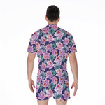 Vintage Lotus Flower Print Men's Rompers