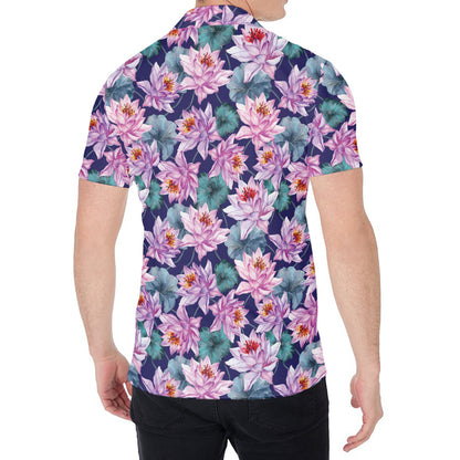 Vintage Lotus Flower Print Men's Shirt