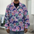 Vintage Lotus Flower Print Men's Shirt Jacket
