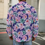 Vintage Lotus Flower Print Men's Shirt Jacket
