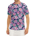 Vintage Lotus Flower Print Men's Short Sleeve Rash Guard