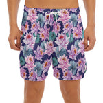Vintage Lotus Flower Print Men's Split Running Shorts