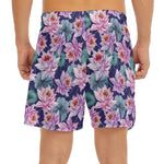Vintage Lotus Flower Print Men's Split Running Shorts