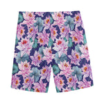 Vintage Lotus Flower Print Men's Sports Shorts