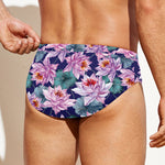 Vintage Lotus Flower Print Men's Swim Briefs