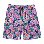 Vintage Lotus Flower Print Men's Swim Trunks