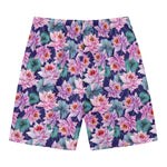 Vintage Lotus Flower Print Men's Swim Trunks