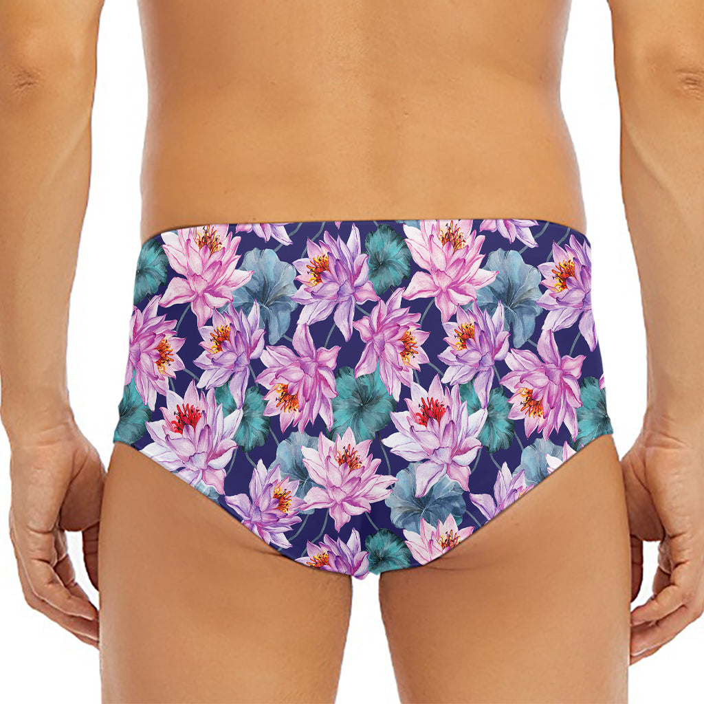 Vintage Lotus Flower Print Men's Triangle Swim Briefs