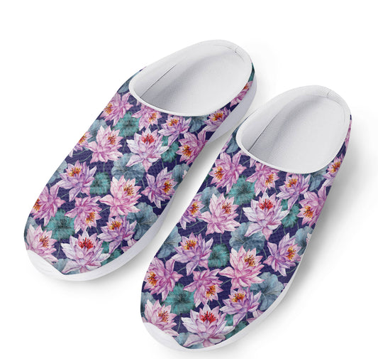 Vintage Lotus Flower Print Mesh Casual Shoes