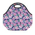 Vintage Lotus Flower Print Neoprene Lunch Bag