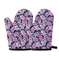 Vintage Lotus Flower Print Oven Mitts
