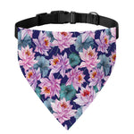 Vintage Lotus Flower Print Over The Collar Dog Bandana