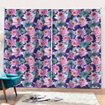 Vintage Lotus Flower Print Pencil Pleat Curtains