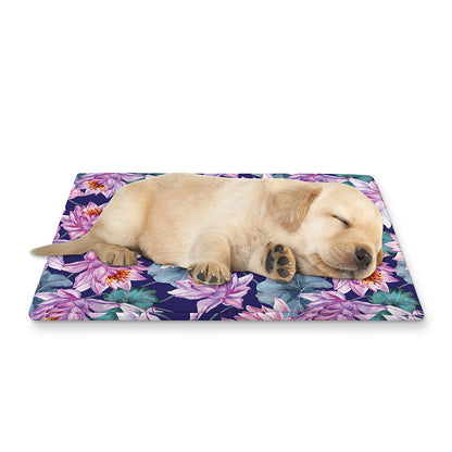 Vintage Lotus Flower Print Pet Cooling Mat Cover