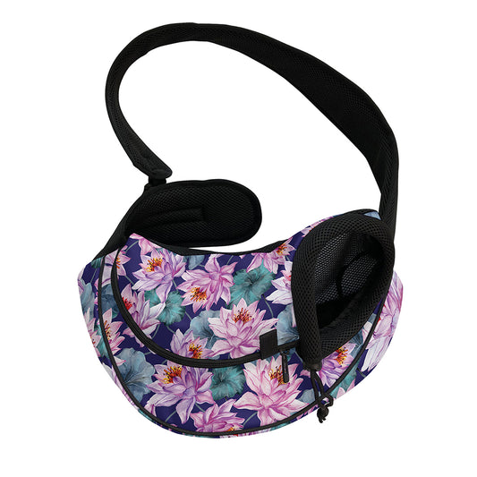 Vintage Lotus Flower Print Pet Sling Carrier