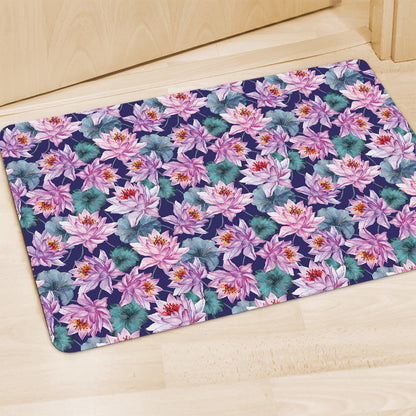 Vintage Lotus Flower Print Polyester Doormat