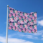 Vintage Lotus Flower Print Polyester Flag