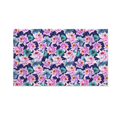Vintage Lotus Flower Print Polyester Flag