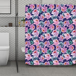 Vintage Lotus Flower Print Polyester Shower Curtain