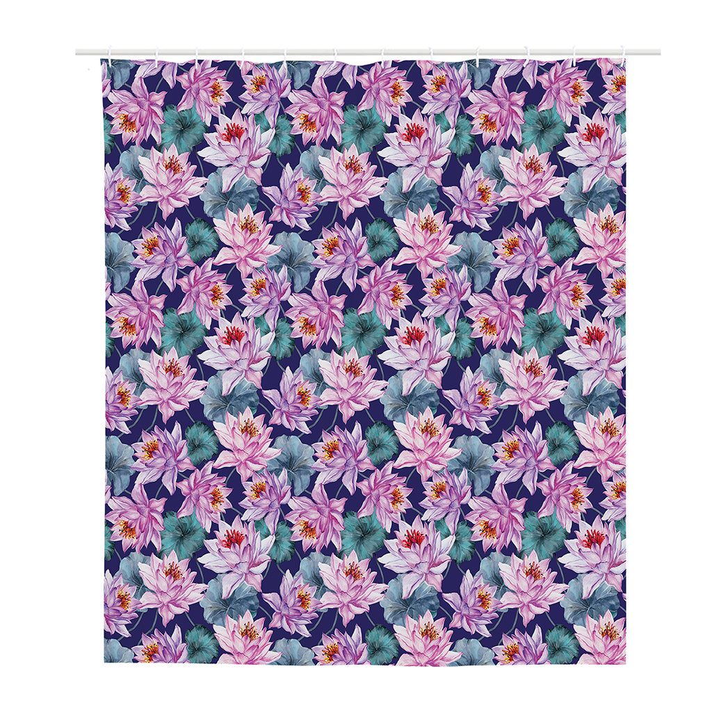 Vintage Lotus Flower Print Polyester Shower Curtain