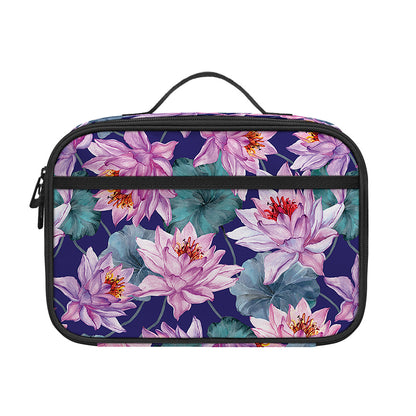 Vintage Lotus Flower Print Portable Lunch Bag
