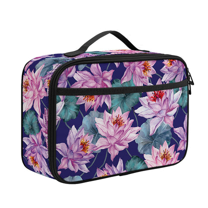 Vintage Lotus Flower Print Portable Lunch Bag