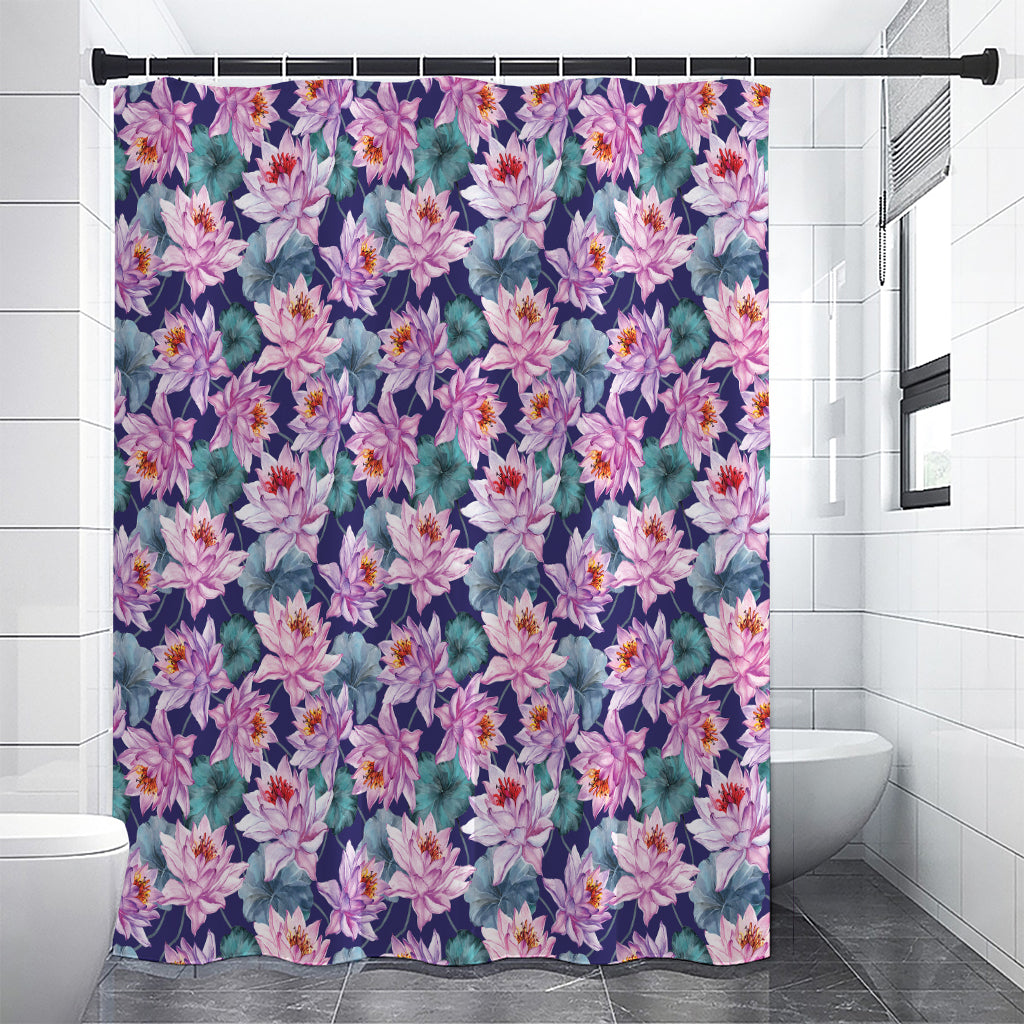 Vintage Lotus Flower Print Premium Shower Curtain