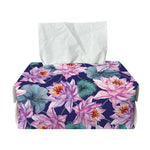 Vintage Lotus Flower Print Rectangle Tissue Box Cover