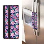 Vintage Lotus Flower Print Refrigerator Handle Covers
