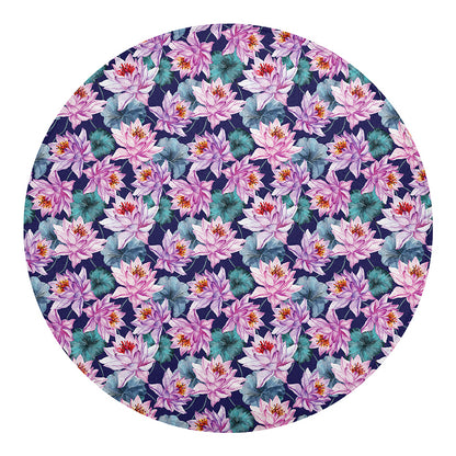 Vintage Lotus Flower Print Round Blanket