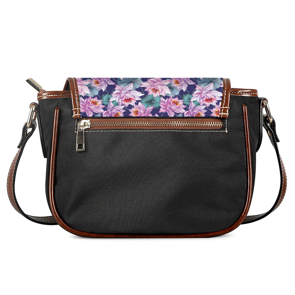 Vintage Lotus Flower Print Saddle Bag