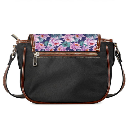 Vintage Lotus Flower Print Saddle Bag