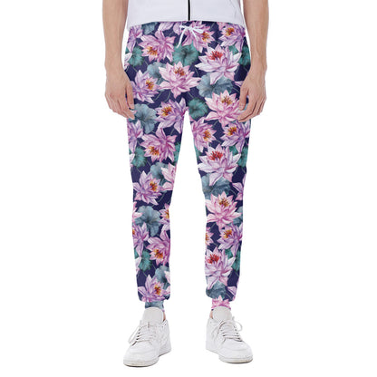 Vintage Lotus Flower Print Scuba Joggers