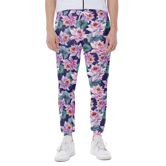 Vintage Lotus Flower Print Scuba Joggers