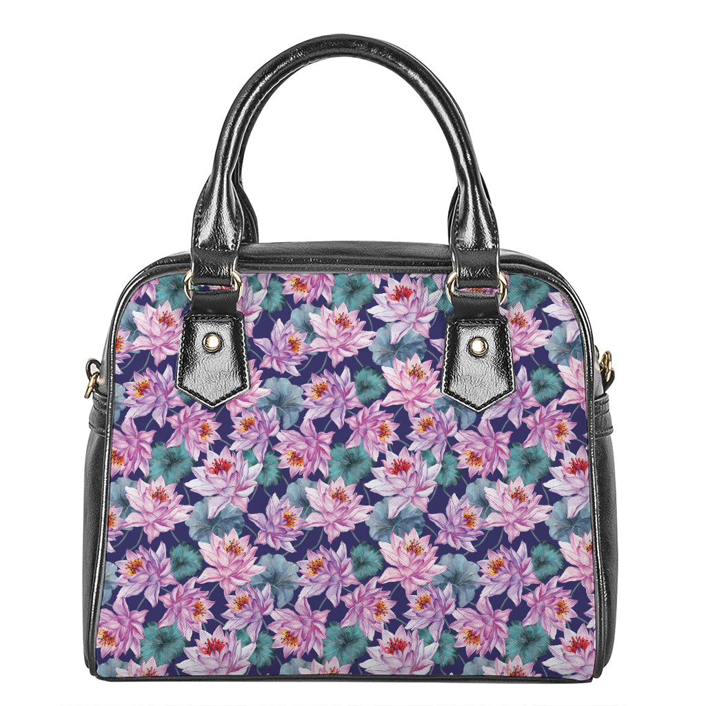 Vintage Lotus Flower Print Shoulder Handbag