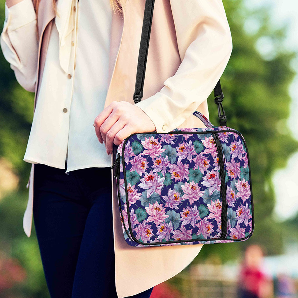 Vintage Lotus Flower Print Shoulder Strap Bible Bag