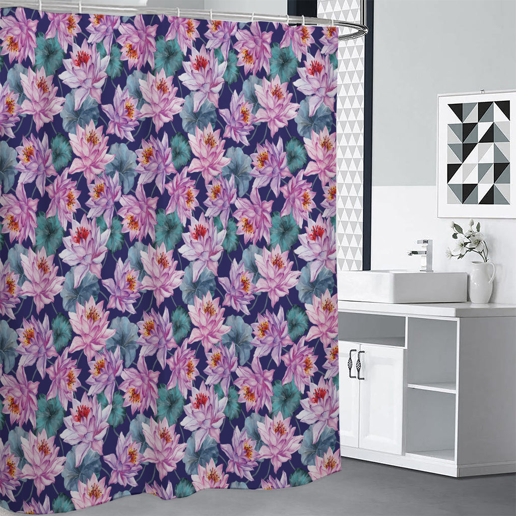Vintage Lotus Flower Print Shower Curtain