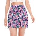 Vintage Lotus Flower Print Side Slit Mini Skirt