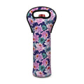 Vintage Lotus Flower Print Single Neoprene Wine Tote