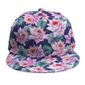 Vintage Lotus Flower Print Snapback Cap
