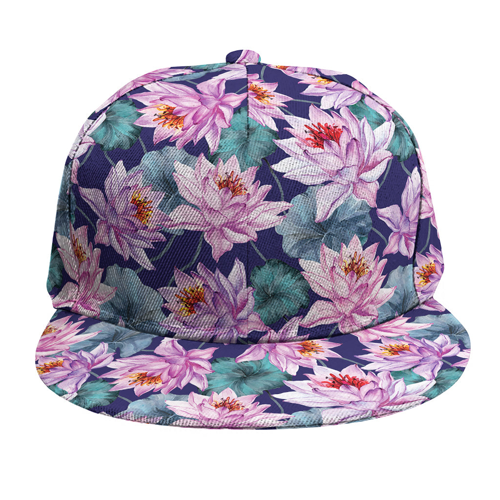 Vintage Lotus Flower Print Snapback Cap